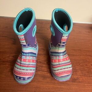 Cat & Jack Striped Purple and Teal Kids Boots